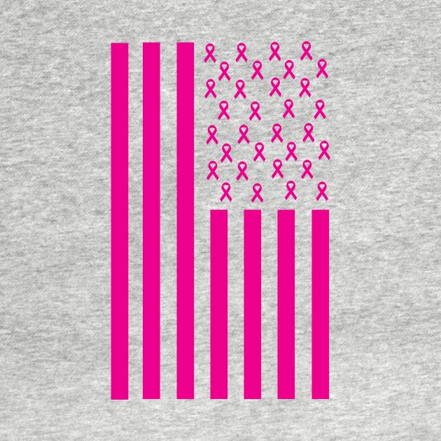 Pink Ribbon American Flag Breast Cancer Awareness by macshoptee